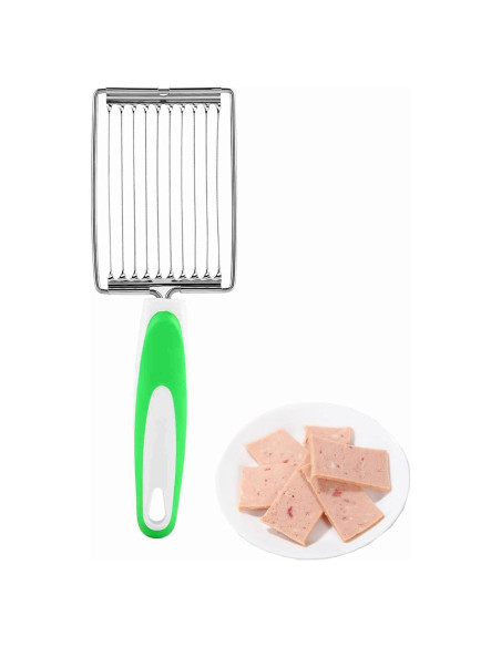 Cortador de Huevos y Queso Cyrank Verde 10 Rebanadas Acero Inoxidable
