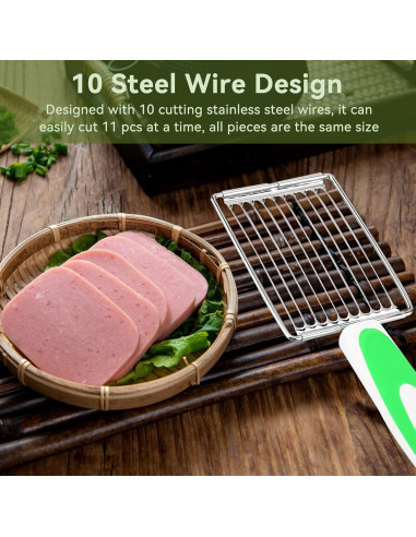 Cortador de Huevos y Queso Cyrank Verde 10 Rebanadas Acero Inoxidable