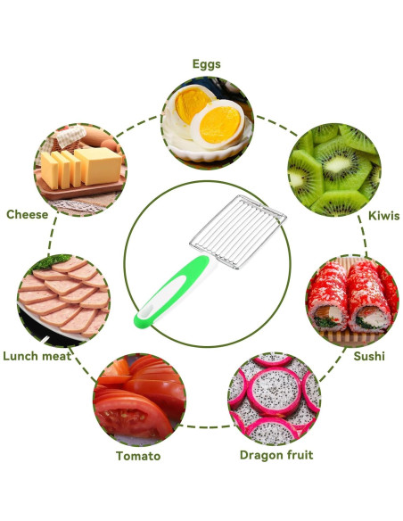 Cortador de Huevos y Queso Cyrank Verde 10 Rebanadas Acero Inoxidable