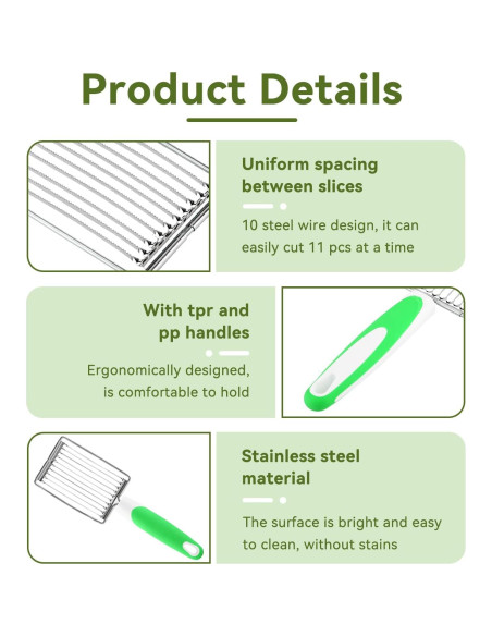 Cortador de Huevos y Queso Cyrank Verde 10 Rebanadas Acero Inoxidable