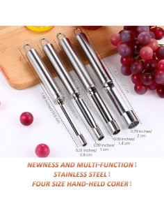 Juego de 4 Descorazonadores de Frutas Mudder de Acero Inoxidable 2