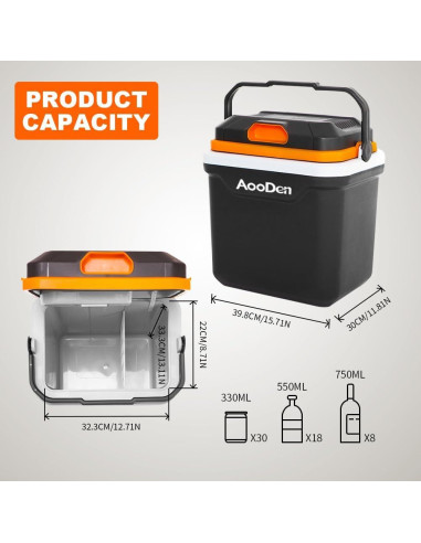 Enfriador y Calentador AooDen 26L 12V/24V y 110V AC Portátil