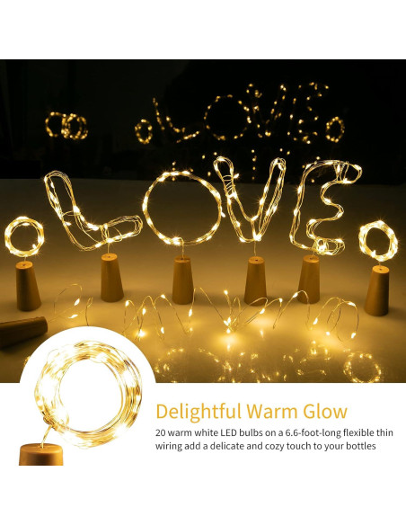 Luces de Botella de Vino Brightown 10 PC LED Corcho Blanco Cálido