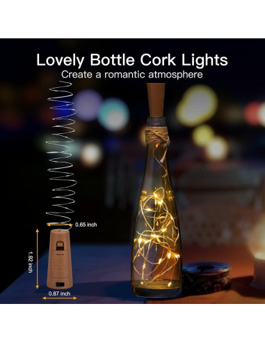 Luces de Botella de Vino Brightown 10 PC LED Corcho Blanco Cálido