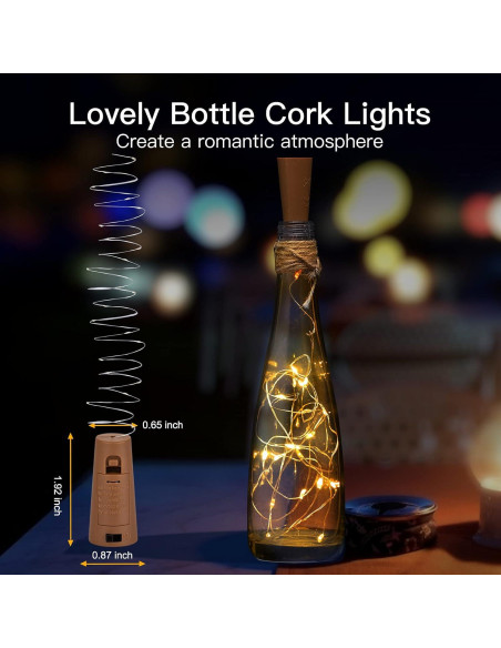 Luces de Botella de Vino Brightown 10 PC LED Corcho Blanco Cálido