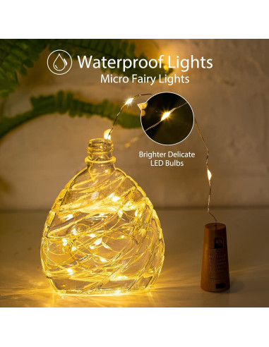 Luces de Botella de Vino Brightown 10 PC LED Corcho Blanco Cálido