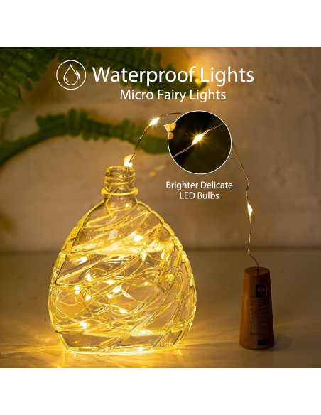 Luces de Botella de Vino Brightown 10 PC LED Corcho Blanco Cálido