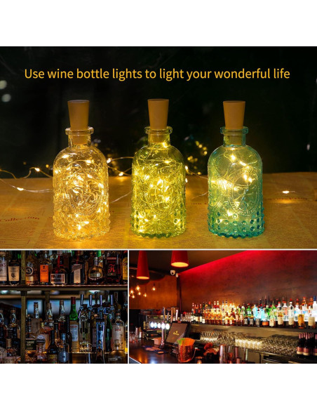 Luces de Botella de Vino Brightown 10 PC LED Corcho Blanco Cálido