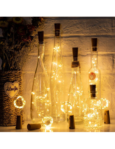 Luces de Botella de Vino Brightown 10 PC LED Corcho Blanco Cálido