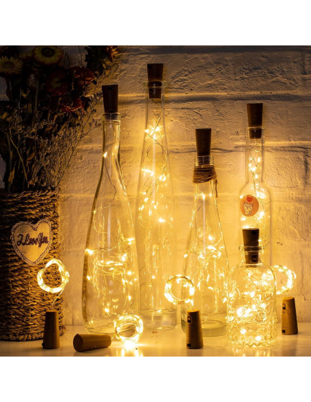 Luces de Botella de Vino Brightown 10 PC LED Corcho Blanco Cálido
