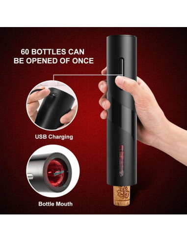 Set de abridor de vino eléctrico 4 en 1 SOUKENGEN negro