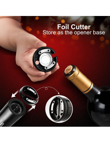 Set de abridor de vino eléctrico 4 en 1 SOUKENGEN negro