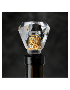 Tapon de Vino de Cristal Halyuhn Diamante con Hoja de Oro
