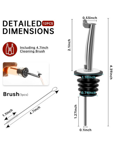 12 Vertedores de Licor eispap Acero Inoxidable con Tapas