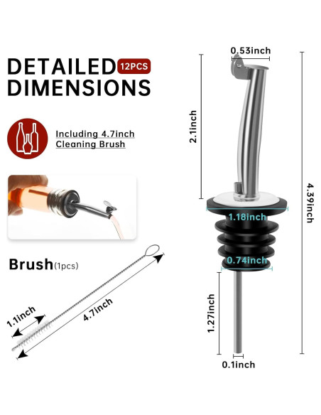 12 Vertedores de Licor eispap Acero Inoxidable con Tapas