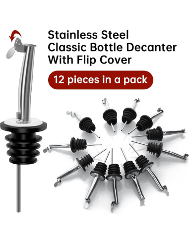 12 Vertedores de Licor eispap Acero Inoxidable con Tapas