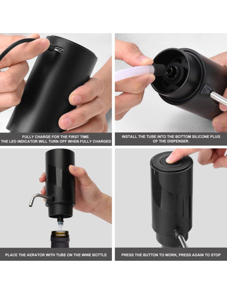 Set de abridor de vino eléctrico 4 en 1 SOUKENGEN negro