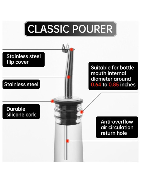 12 Vertedores de Licor eispap Acero Inoxidable con Tapas