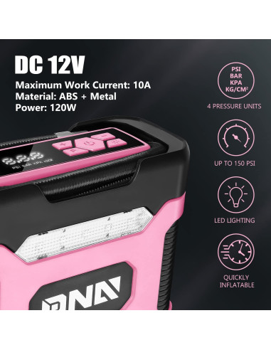 Inflador de Neumáticos Digital DNA MOTORING Rosa 12V