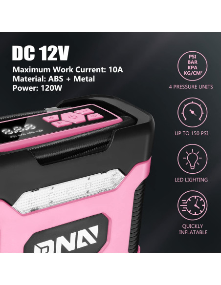 Inflador de Neumáticos Digital DNA MOTORING Rosa 12V