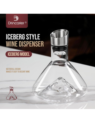 Decantador de Vino Drincarier Iceberg 1500ml Cristal Sin Plomo