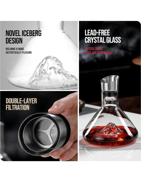Decantador de Vino Drincarier Iceberg 1500ml Cristal Sin Plomo