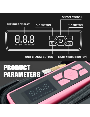 Inflador de Neumáticos Digital DNA MOTORING Rosa 12V