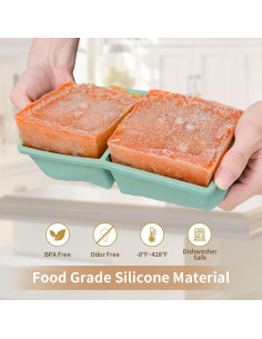 Bandeja de Congelador de Silicona GGOW 2 Tazas Verde 2