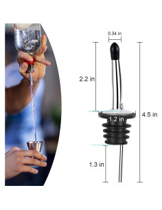 48 Vertedores de Licor Acero Inoxidable HZXFG con Tapas 2