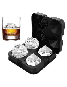 Bandeja de Hielo HANCELANT de Silicona 4 Cavidades Rosa y Diamante