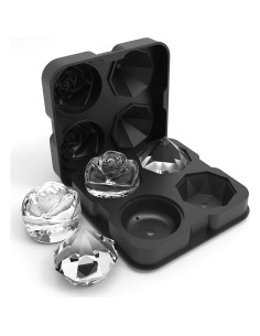 Bandeja de Hielo HANCELANT de Silicona 4 Cavidades Rosa y Diamante 2