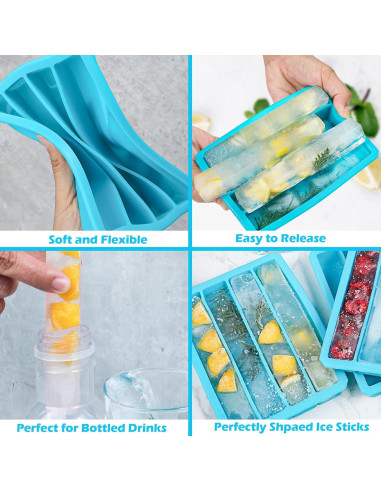 Bandejas de Hielo de Silicona Webake 12 Cavidades Azul