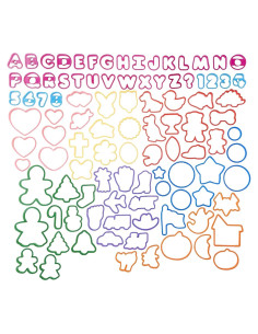 Conjunto de 108 Cortadores de Galletas de Plástico Multicolor