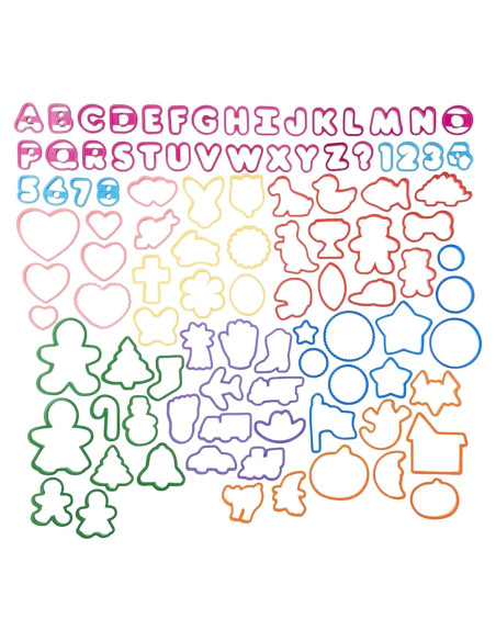 Conjunto de 108 Cortadores de Galletas de Plástico Multicolor