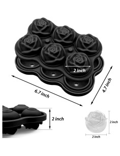 Bandeja de Hielo en Forma de Rosa CAMKYDE 6 Cavidades 2 Pulgadas 2
