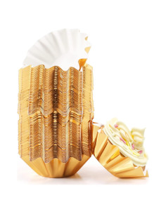 Forros de Cupcake Dorados TRUSBER 100 Pcs 4.5cm Olas