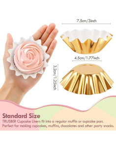 Forros de Cupcake Dorados TRUSBER 100 Pcs 4.5cm Olas 2