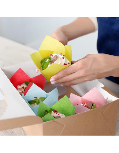 600 Forros de Muffin Tulipán Gandeer Papel Resistente a Grasa