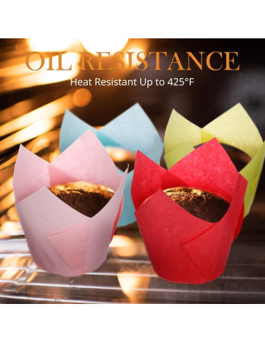 600 Forros de Muffin Tulipán Gandeer Papel Resistente a Grasa