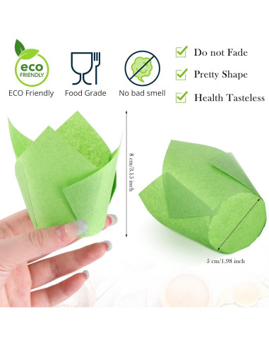 600 Forros de Muffin Tulipán Gandeer Papel Resistente a Grasa