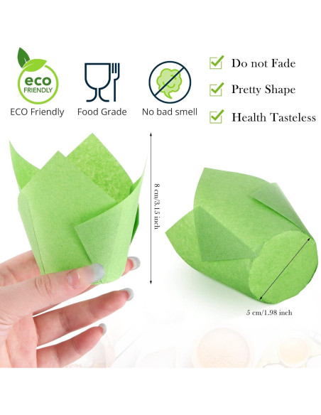 600 Forros de Muffin Tulipán Gandeer Papel Resistente a Grasa