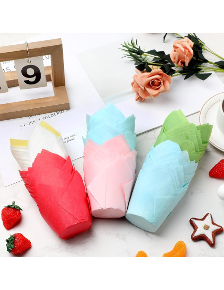 600 Forros de Muffin Tulipán Gandeer Papel Resistente a Grasa