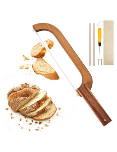 Cortador de Pan Hushiseek 40 cm Acero Inoxidable y Madera