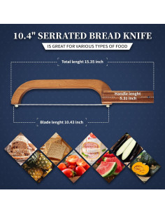 Cortador de Pan Hushiseek 40 cm Acero Inoxidable y Madera 2