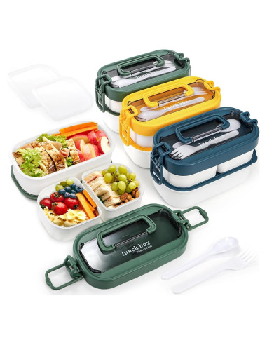 Juego de 3 Cajas Bento Apilables Covzoe - A prueba de Fugas