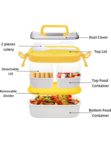 Juego de 3 Cajas Bento Apilables Covzoe - A prueba de Fugas