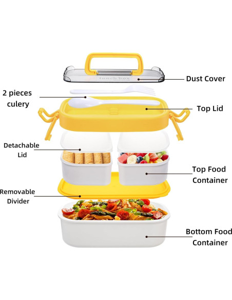 Juego de 3 Cajas Bento Apilables Covzoe - A prueba de Fugas