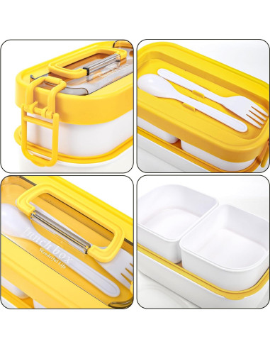 Juego de 3 Cajas Bento Apilables Covzoe - A prueba de Fugas