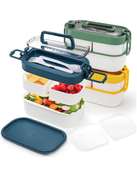 Juego de 3 Cajas Bento Apilables Covzoe - A prueba de Fugas