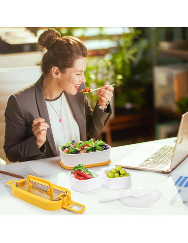 Juego de 3 Cajas Bento Apilables Covzoe - A prueba de Fugas